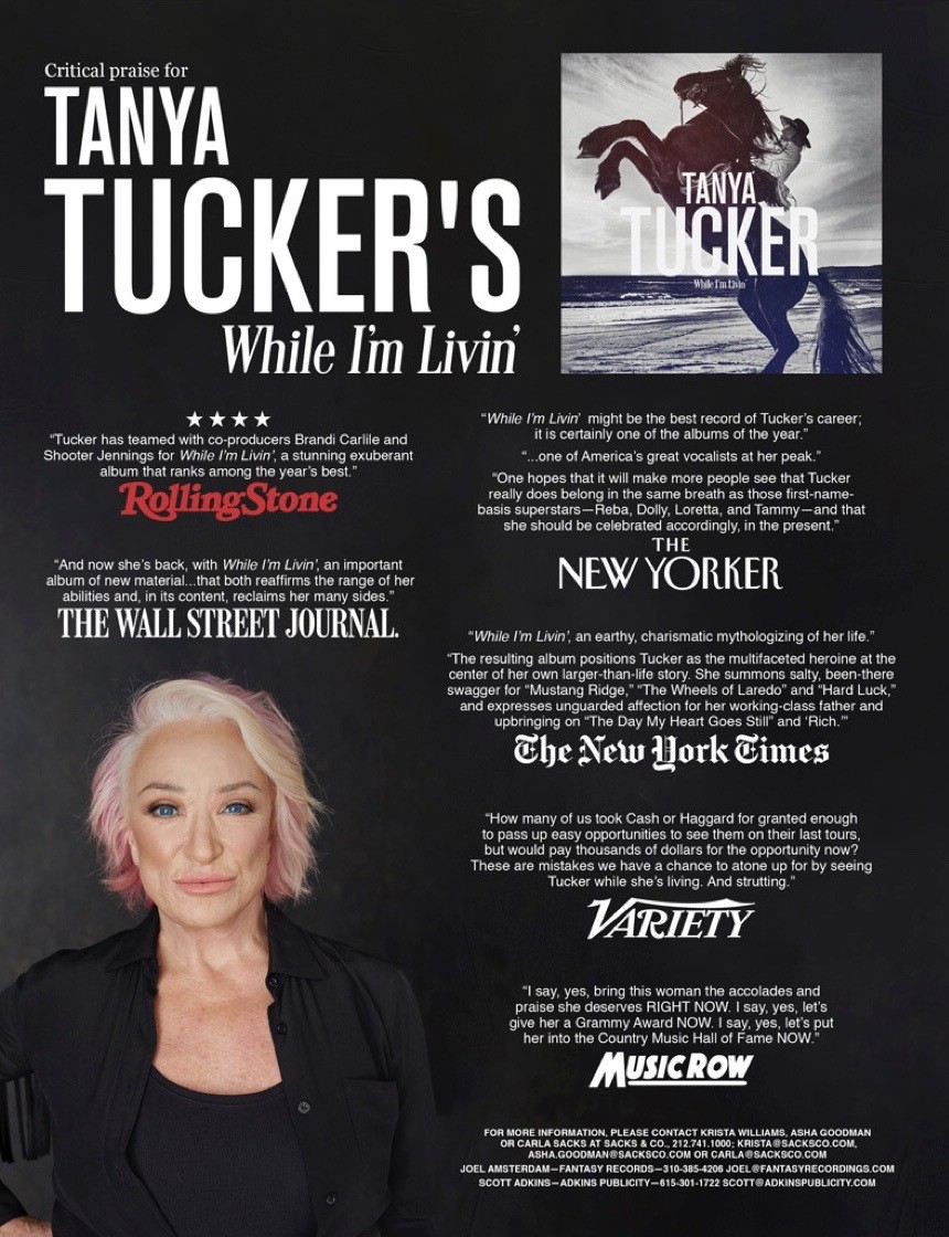 Tanya Tucker’s new album While I’m Livin’ continues to garner critical